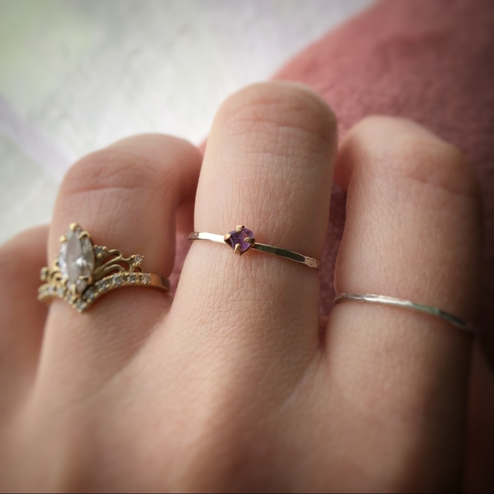 Handmade Sterling Silver Amethyst Ring Size 6.5